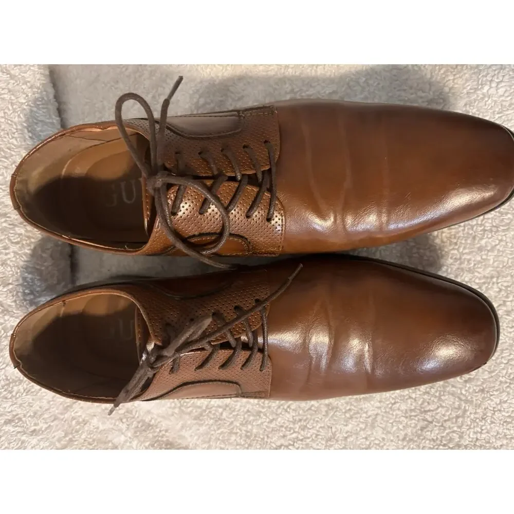 GUESS GMSULLEN-R Mens 10.5M Cognac Brown Lace Up Derby‎ Dress Shoes